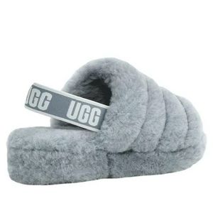 Ugg Fluff Yeah Shearling Slingback Slippers Ash Fog
